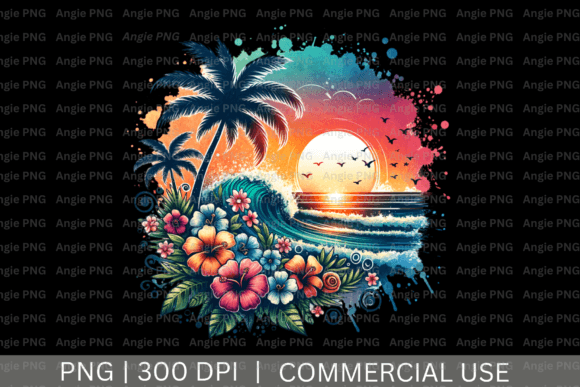 Capture the Vibe: Using Summer Tropical Beach Sunset PNG Clipart