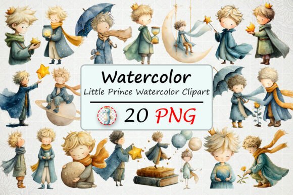 Enchanting Watercolor Little Prince Clipart for Your Projects