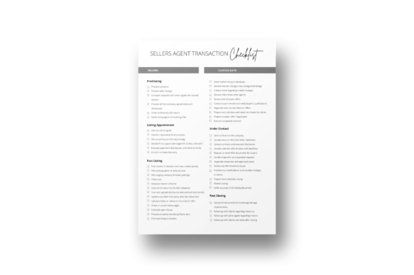 Sellers Agent Transaction Checklist: Free & Premium Templates