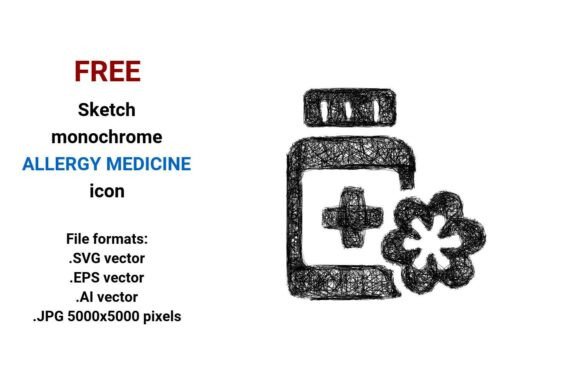 Sketch Allergy Medicine Icon: Authentic Hand-Drawn Style