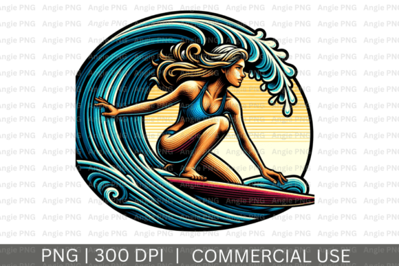 Wave Rider: Using the Girl Surfer PNG Clipart